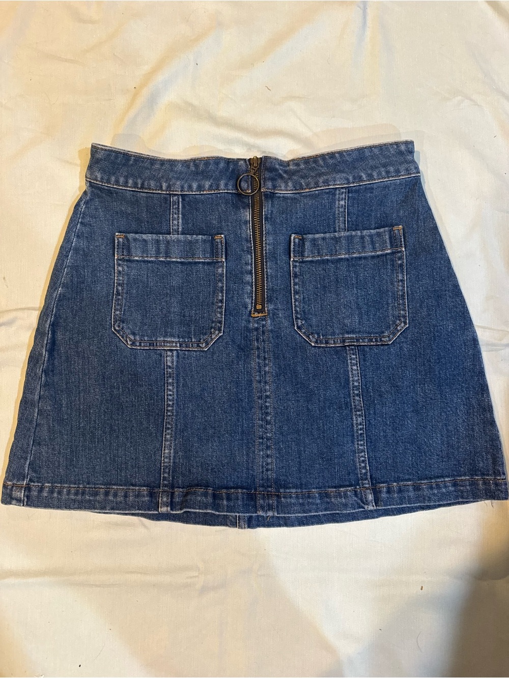Madewell Blue Denim Mini Skirt with Front Zip Ring